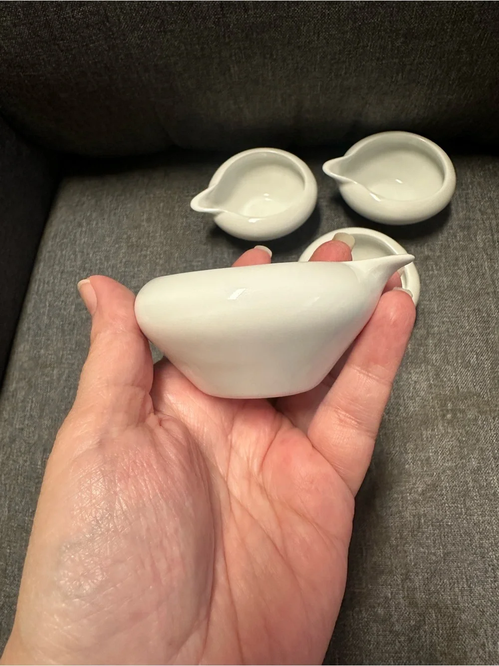 Crate & Barrel White Porcelain Sauce Pourers - Set of 4